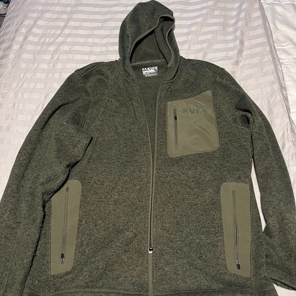 Kuiu Men's Base Camp Hooded Sweater Olive Green - Size X-Large